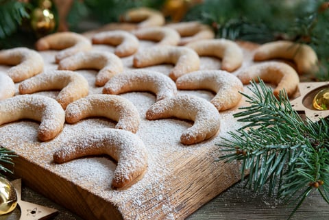 Traditional vanilla crescent cookies