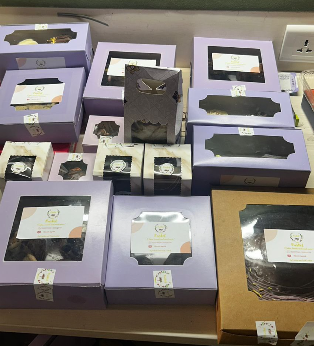 Pastel packaging boxes ready for delivery